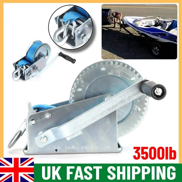 HEAVY DUTY 3500LBS Manual Puller Hand Winch+Belt+Hook For Boat Marine