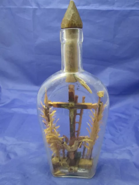 Schöne Klosterarbeit  ~  Geduldsflasche  ~ alt / selten!!