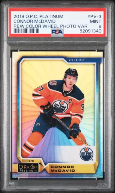 2018 OPC Platinum Connor McDavid Rainbow Color Wheel Photo Variation POP 2 PSA 9