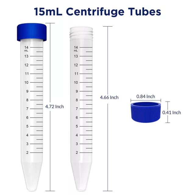 500pcs 15mL/50mL Sterile Centrifuge Tubes Conical Bottom Polypropylene Screw Cap 2