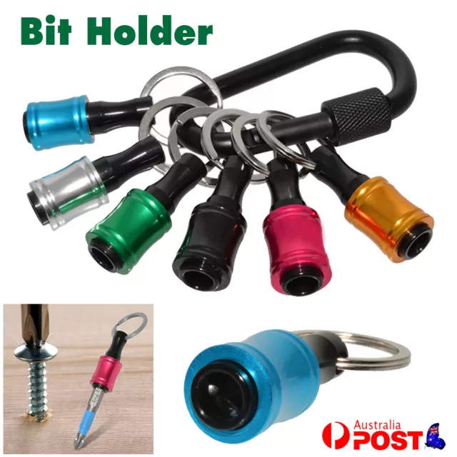 6Pc 1/4 Hex Shank Quick Release Keychain Screwdriver Drill Bit Holder Extension