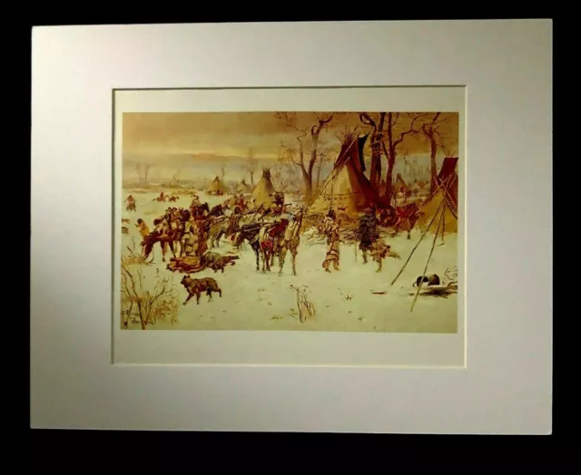 Charles M Russell "Indian Hunters Return" 11 x 14 Matted Western Print