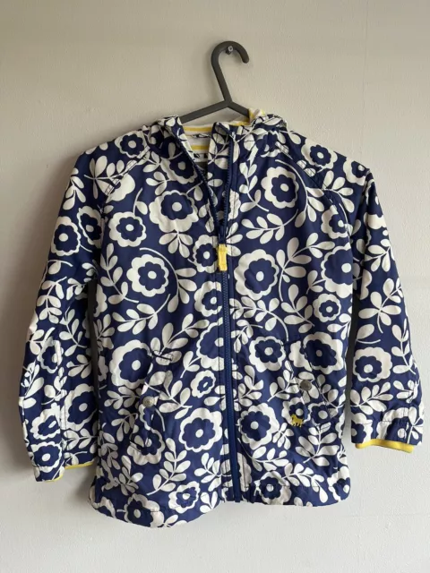 Mini Boden Girls Coat Age 7-8 Years Blue Floral Design