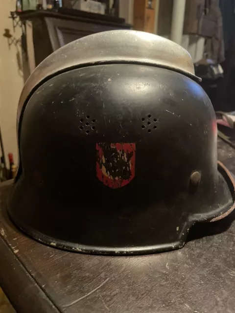 WW2 WK2 FFW FLP M34 Helm Stahlhelm Feuerwehr Feuerlöschpolizei 2.Weltkrieg
