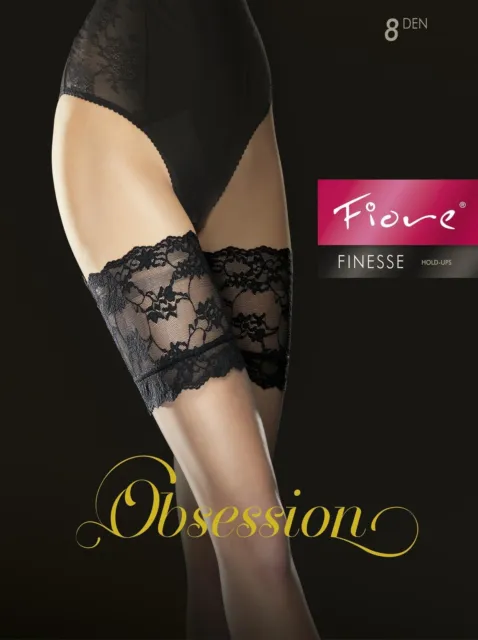 OBSESSION FINESSE FIORE 8 Denier Deep Lace Top Hold Ups Stay Ups