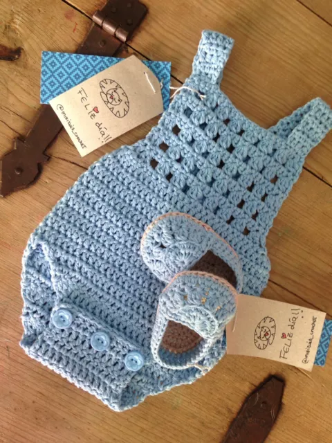 CONJUNTO AZUL BEBE Body Patucos 0/3 Meses Nuevo Crochet Ganchillo EUR 31,00  - PicClick FR