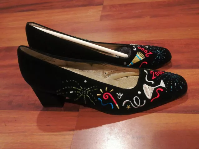 Millenium 2000 Heels Fabric Pumps Womens Martini Fireworks Dress Beads Size 8.5
