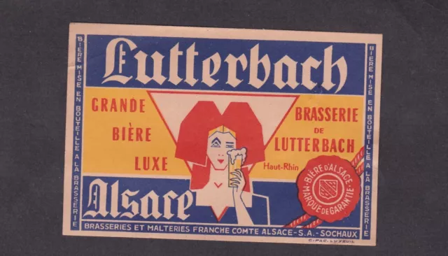 Ancienne étiquette Bière  Alcool  France BN14366 Lutterbarch Alsace Femme