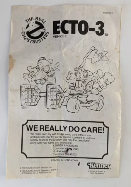 Kenner The Real Ghostbusters ECTO-3 Vehicle Original Instructions Sheet USED