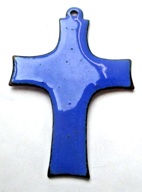 Pendentif Croix Vintage En émaux Bleu - Bijou Ancien élégant, Parfait état