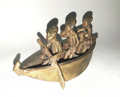 Bronze Antique Ashanti Gold Weight African Tribal Figurine Boat Canoe