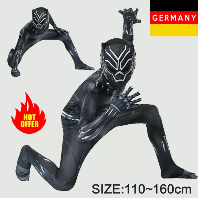 DHL Kinder Jungen Black Panther Cosplay Kostüm Party Weihnachten Overall Outfits