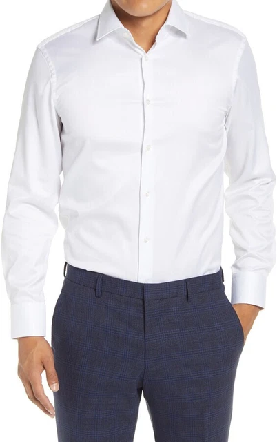 Men's HUGO BOSS Marley White Sharp Fit Button Down Shirt, Size 16/34-35