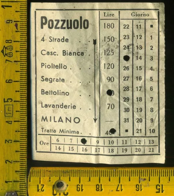 Biglietto Trasporti Autolinee Bergamaschi Lodi Pozzuolo Milano j 514