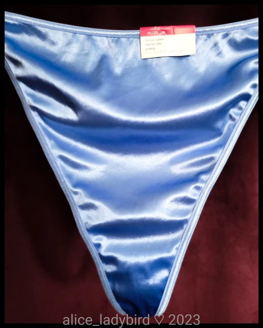 *NWT* SKY BLUE Vintage STRING Bikini PANTY Second Skin SATIN Glossy G