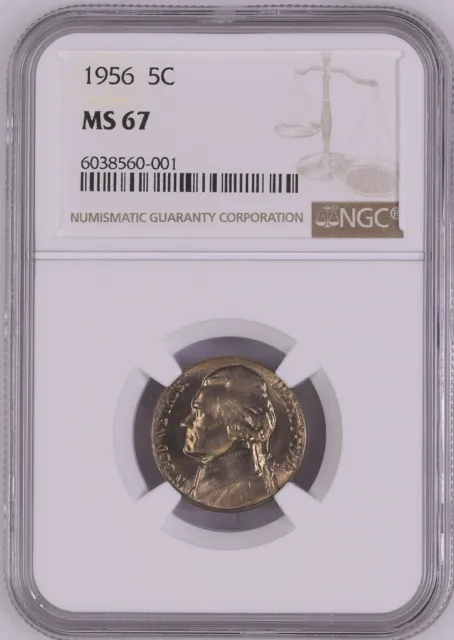 1956 5C Jefferson Nickel NGC MS67   6038560-001