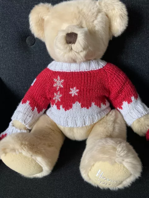 Harrods 2008 Oscar Foot Dated Christmas Teddy Bear Soft Toy Red Jumper Mittens