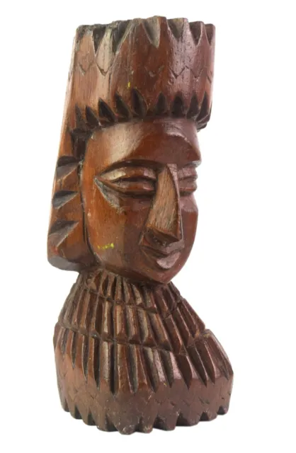 Decorative Wooden Tribal Figure Vintage Hand Carved African Woman Bust i71-671