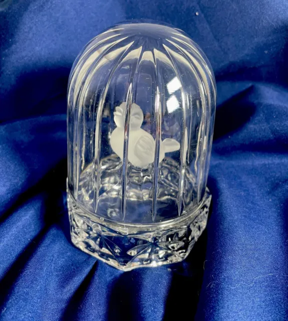 Vintage Hofbauer Byrdes Crystal Bird in Birdcage Glass Figurine Paperweight