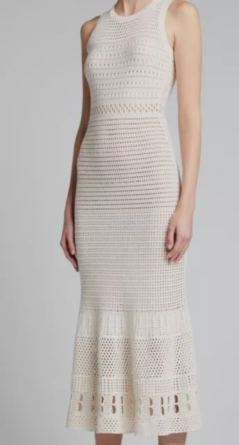 $550 Proenza Schouler Ivory Pointelle Sleeveless Dress Size S 3