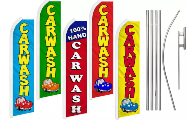 Car Wash Advertising Swooper Flutter Feather Flag Kit Hand CarWash Lavar de Autp