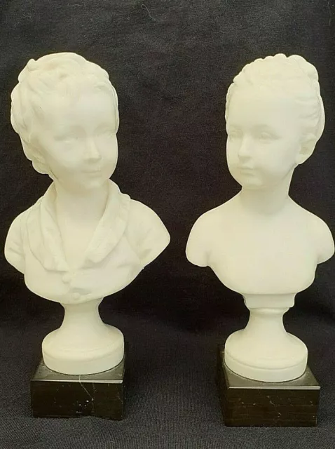 Paire bustes des enfants Brongniard, d'après HOUDON, en pierre de savon??