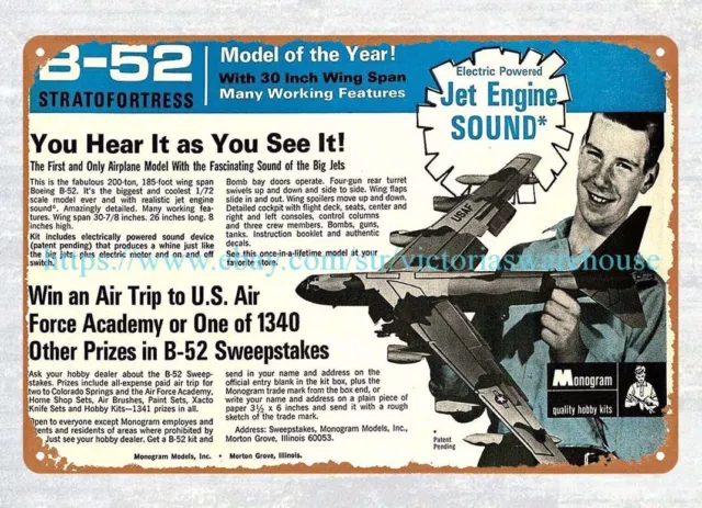 1968 Model Plane Kit Boeing Stratofortress jet toy metal tin sign metal  sign