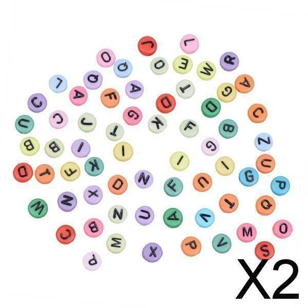 2X 200 pcs perles acryliques colorées charme alphabet lettre perle diy bijoux 5