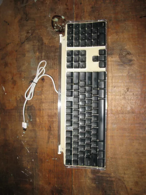 Vintage Apple M7803 Pro USB Wired Keyboard Clear Black 2000 Works!!