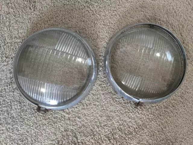 1935 Chevrolet Master Factory Oem Headlight Bezels Lenses Pair Guide Tiltray