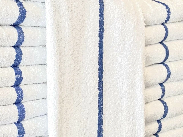 120 Pieces  Blue Striped Bar Mops Bar Towels 16X19 Inches 30Oz For Quick Cleanup