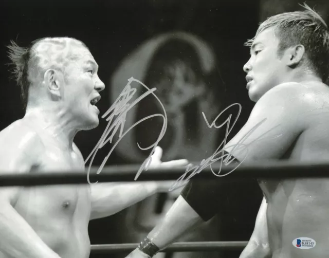 Kazuchika Okada Minoru Suzuki Signed 11x14 Photo BAS COA New Japan Pro Wrestling