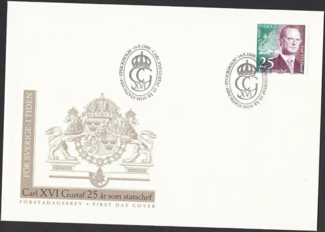 Schweden Briefmarken FDC, 1998, Carl XVI Gustaf, 25 ar som Sverige Förstagsbrev