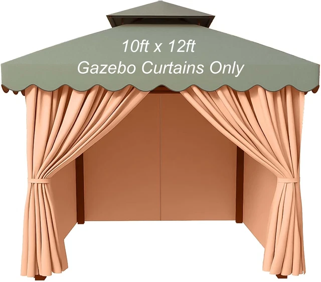 PLULON 10' x 12' Gazebo Curtains Outdoor Waterproof 4-Panels Universal Privacy