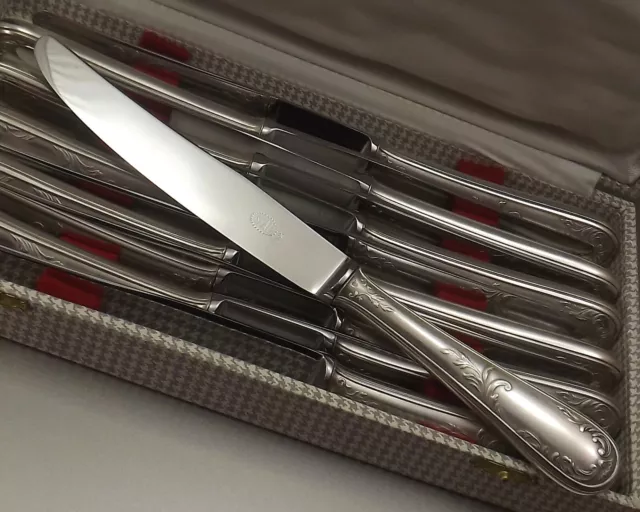 Sfam Chambly Coffret De 12 Grands Couteaux En Metal Argente Et Inox Vers 1960