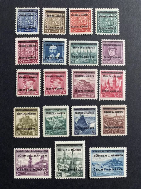 Böhmen und Mähren 1939 MiNr. 1 - 19, postfrisch