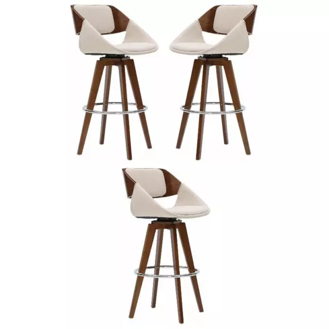 Home Square 26" Counter Stool in Sand Beige/Walnut - Set of 3