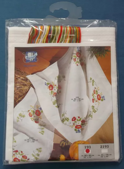 Vervaco 100% Cotton Tablecloth Pretty Flowers Embroidery Kit Unused