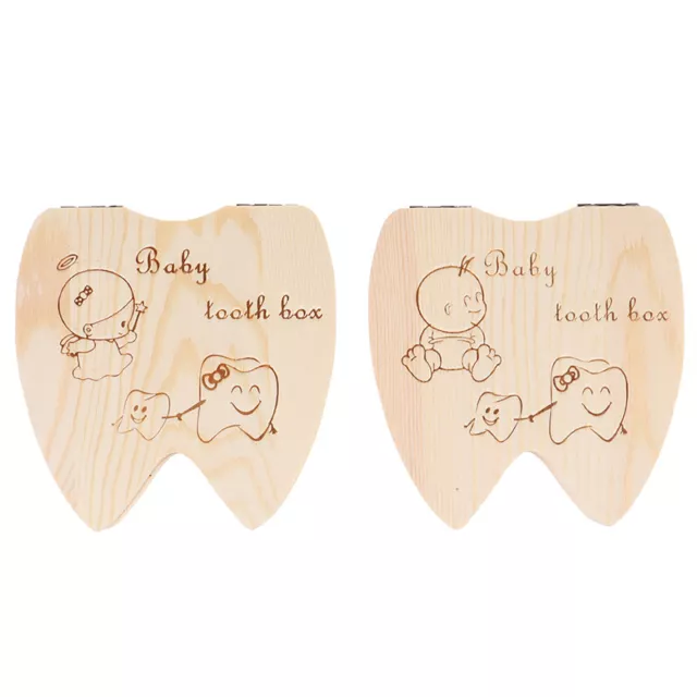 Baby Boys Girls Keepsake Wood Tooth Fairy Box Milk Teeth Organizer Storag_d1