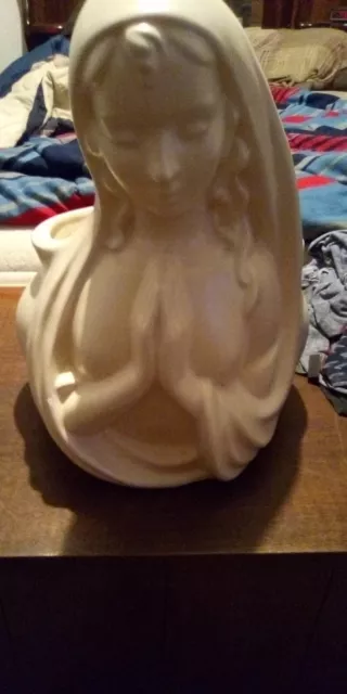 Vintage Haeger Praying Virgin Mary Madonna 13 1/2” Planter Sculpture Flower Pot