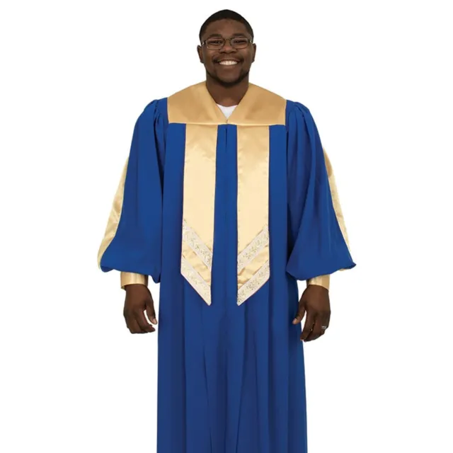Mens Priest Gown Catholic Pastor Choir Blue Clergy Gown  Long Full Sleeves Robes