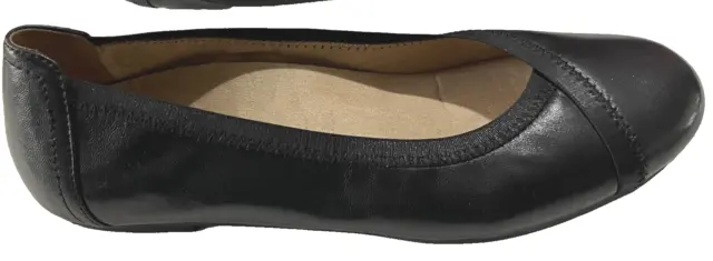 Vionic Black Leather Ballet Flats Size 7.5 Womens Caroll Slip On Shoes Comfort