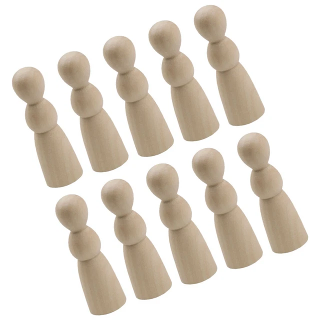10 Pcs DIY Puppet Unfinished Peg People Wooden Pegs Crafts Decorate