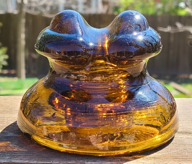 CD 230 HEMINGRAY D-512 [090] Frog Eyes Glass Insulator Amber Color Near Mint