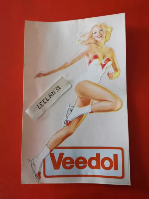 Veedol pin up esprit Aslan stickers autocollant 18x28,5 vintage