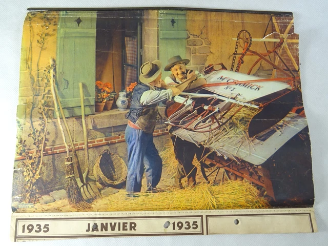 publicité affiche ancienne MC CORMICK  1935 MACHINE AGRICOLE art populaire