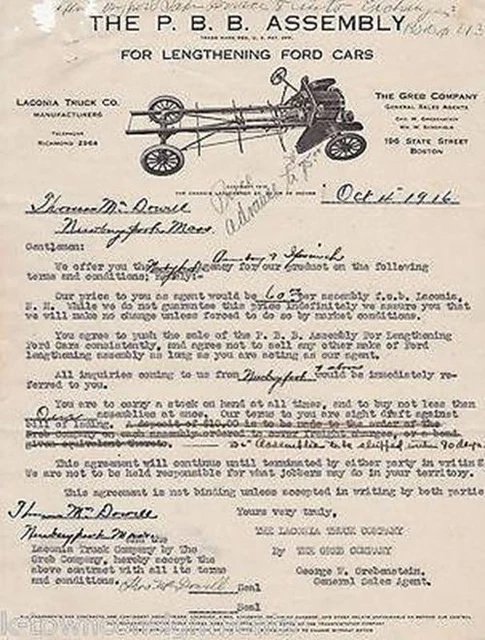 PBB Antique Cars Shock Absorbers Graphic Advertising Sales Papers 1916