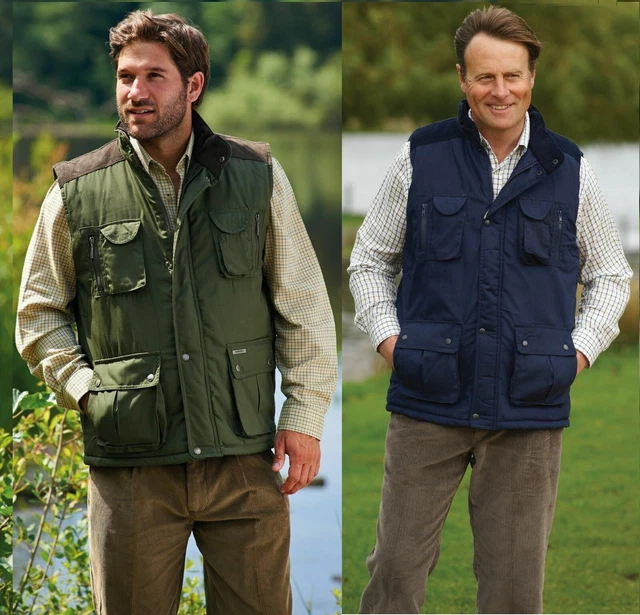 Gilet imbottito da uomo Exmoor resistente all'acqua multitasca pesca caccia