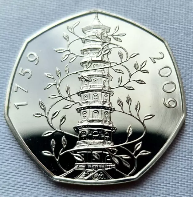 2009 BRILLIANT UNCIRCULATED 50p Fifty Pence Kew Gardens Coin - BUNC  Excellent