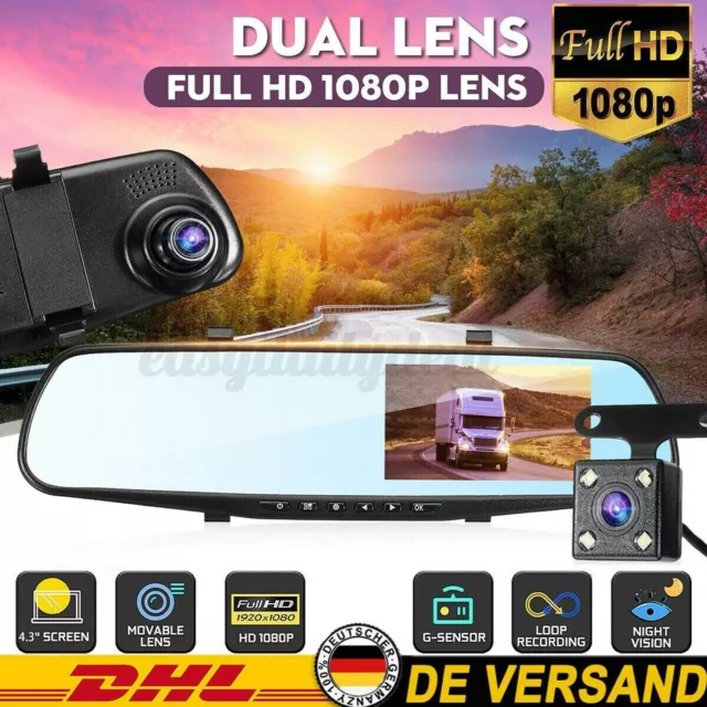 4.3" LCD Dashcams Rückspiegel Monitor Mit Auto Rückfahrkamera Rückfahrsystem Set